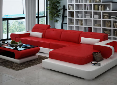 Corner sofa Sofa set Leather Sofa Corner Upholstery Stool Set Red Designer Couch new